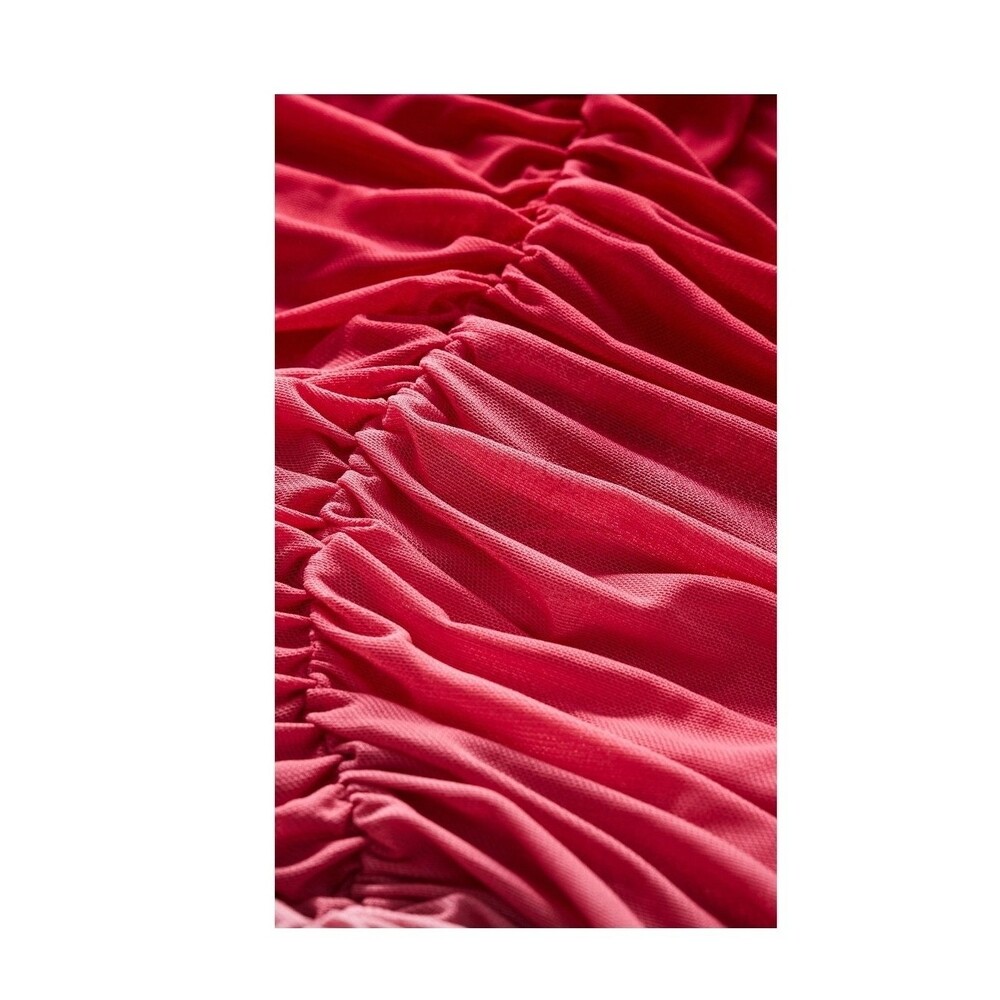 City Chic Flirtation Midi Ruby Ombre Cold Shoulder Ruffle Dress Fairy Romantic - Picture 4 of 13